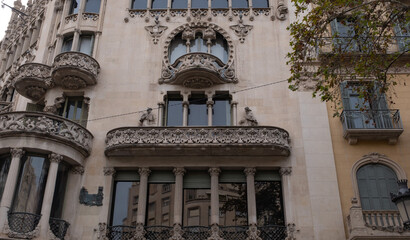 Art Nouveau building facade in Barcelona, Spain. Interesting Art Nouveau Architecture Buildings facade in Barcelona, Spain. (Arquitectura modernista).
These fancy buildings date for the most from the 