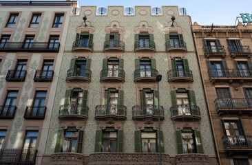 Fototapeta premium Art Nouveau building facade in Barcelona, Spain.
