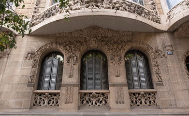Art Nouveau building facade in Barcelona, Spain.