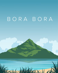 Naklejka premium Bora Bora postcard, poster, banner
