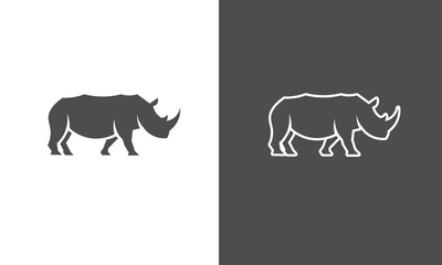 Rhino Silhouette – Minimalist Vector Icon in Inverted Colors