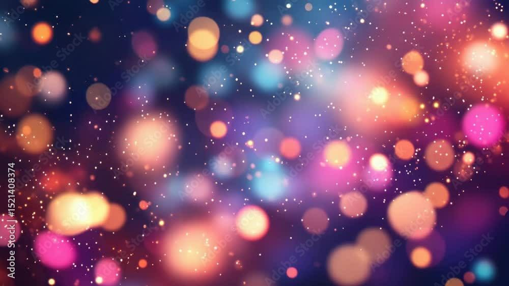 Poster Colorful bokeh lights creating a dreamy atmosphere in a blurred background