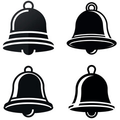 Collection of Four Black and White Bell Graphics on White Background