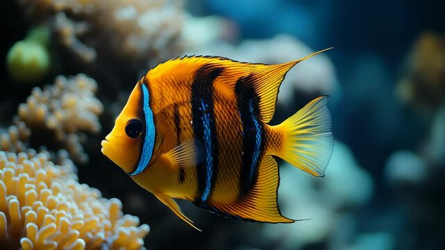 Colorful angelfish swimming gracefully in the ocean, vibrant marine life scene