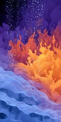 Fiery Waves of Colorful Abstract