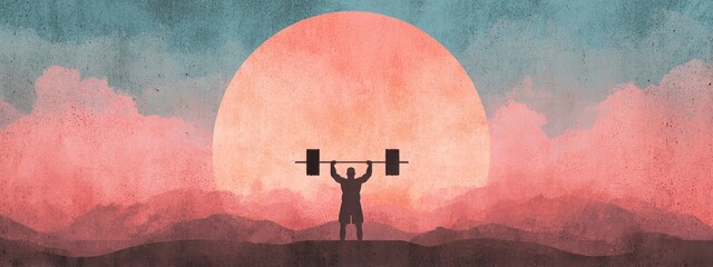 Silhouette Weightlifting at Sunset