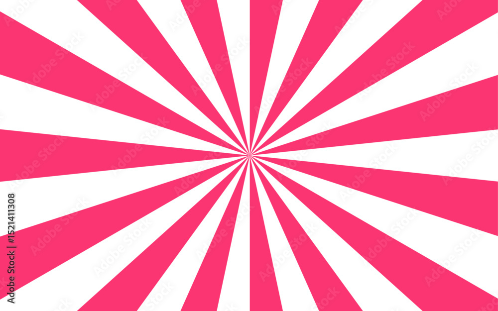 Poster Abstract vivid, radial spiral burst pattern with red and white curved rays. Dynamic and symmetrical, using bold movement and energy. Retro, psychedelic feel reminiscent of vintage pop art.