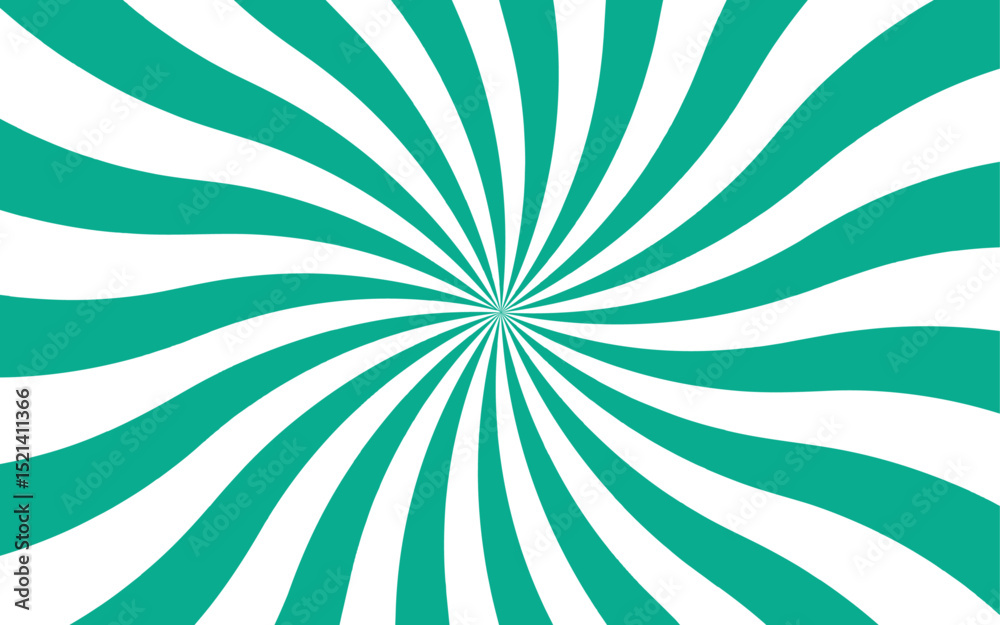 Poster Abstract vivid, radial spiral burst pattern with red and white curved rays. Dynamic and symmetrical, using bold movement and energy. Retro, psychedelic feel reminiscent of vintage pop art.