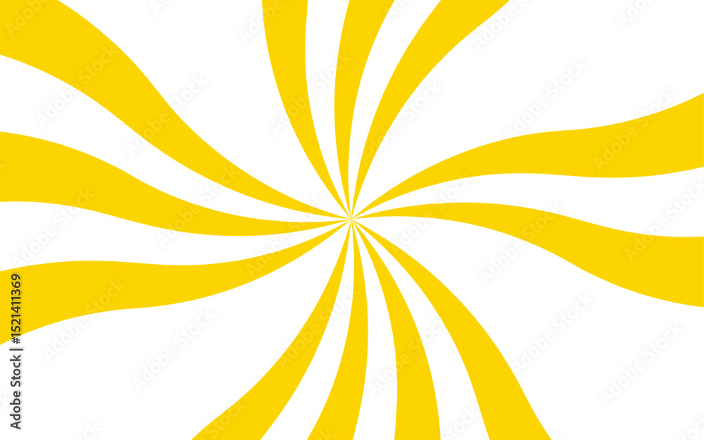 Poster Abstract vivid, radial spiral burst pattern with red and white curved rays. Dynamic and symmetrical, using bold movement and energy. Retro, psychedelic feel reminiscent of vintage pop art.