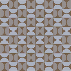 Seamless retro pattern with geometric semicircles in muted brown and blue-gray tones. Perfect for backgrounds, digital art, textile design, and web projects. 7200x7200 px high quality JPG background
