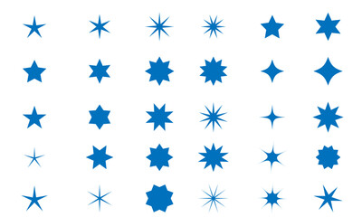 星やキラキラにクロスハッチのアイコンセット