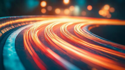 Long exposure of vibrant light trails in a city at night, abstract motion concept - Powered by Adobe