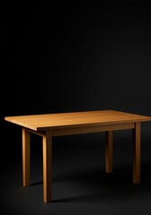 Simple Wooden Dining Table - A minimalist light brown wooden table against a black background. Perfect for modern home decor