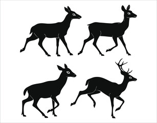 Obraz premium Deer Silhouette Vector Set – Minimalist Wildlife Icons