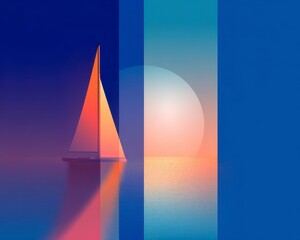 Vibrant Sunset Sailboat Scene