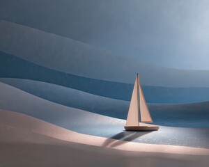Dreamy Sailboat on Waves