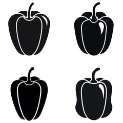 Black and White Graphics Featuring Four Bell Peppers of Varying Shapes and Sizes