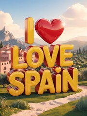 3D I love Spain text