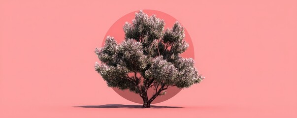 Pink Background with Tree