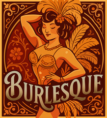 Burlesque. Vector vintage poster with lettering