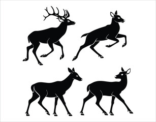 Wildlife Silhouettes – Deer in Various Elegant Poses