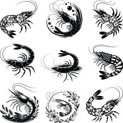 Fototapeta premium Sea Shrimp svg Bundle, Ocean Animal Svg,Sea Animal