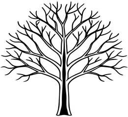 Obraz premium A beautiful vector silhouette illustration of a tree with leaves and branches, perfect for nature-inspired designs throughout the seasons