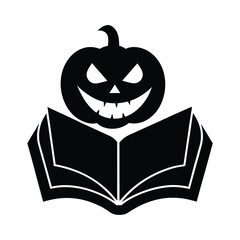 Spooky Pumpkin Book Illustration Black