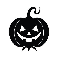 Black Halloween Pumpkin Silhouette with Evil Smile