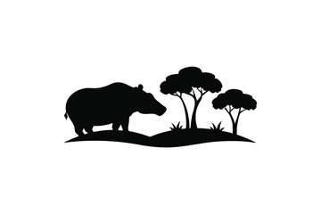 rhino silhouette vector illustration