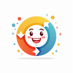 Vector logo design templates, graphic elements, different emotions stickers for advertising, branding, posters and banners, funny cartoon illustrations with smiling