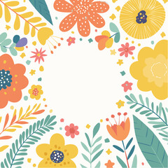 Vector illustration in simple Matisse naive and hippie groovy style, flowers and plants, floral botanic hand drawn design templates, frames and modern art prints, posters and placards