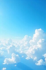 Serene expanse of a clear, light blue sky, perfect for relaxation and tranquility Soft, gentle clouds drift peacefully across the vastness, offering a sense of calm and peace , vast, nature