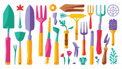Colorful Gardening Tools Set &ndash; Flat Vector Garden Equipment Illustration

