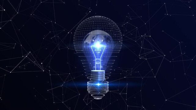 light bulb on black background