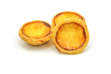 Egg tart the delicious crispy bakery on  white background