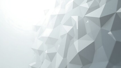 Obraz premium Glossy gray-white triangle grid with soft light, subtle reflections, and a smooth white-to-gray gradient in a modern low-poly layout.