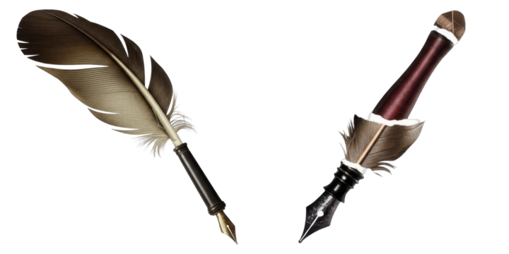 PNG Two vintage writing instruments are arranged on a transparent background.