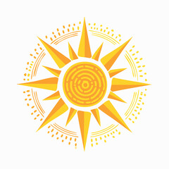 Vector set of design elements and illustrations in simple flat linear style - sun symbols, abstract forms and shapes - logo design templates, badges and stickers for posters, prints, banners