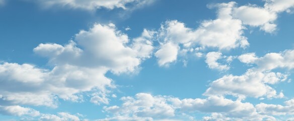 Fototapeta premium The serene beauty of fluffy clouds in a bright blue sky