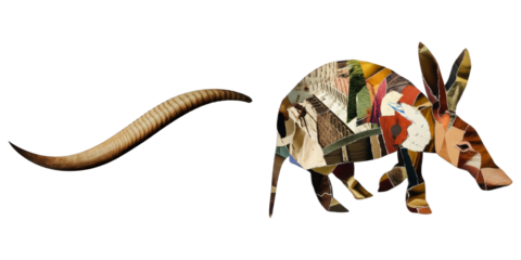 PNG stylized armadillo constructed from diverse elements.
