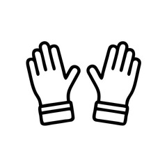 Obraz premium Two hands raised in work gloves icon for safety concept 
