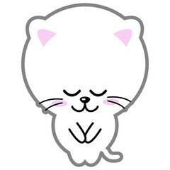 お辞儀をするネコ（白猫Bパターン）