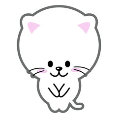 お辞儀をするネコ（白猫Aパターン）