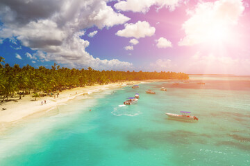 Tropical Caribbean beach from above, Dominican Republic