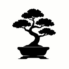 Bonsai tree vector illustration, isolated on white, showcasing its delicate leaves and branches as a symbol of nature and growth