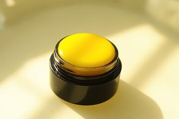 Yellow Moisturizer and Serum Combo on Wooden Surface with Green Background