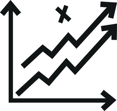 Dual Line Graph with Upward Trend and Fluctuation Icon