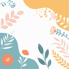 Vector simple minimal illustrations, simple wavy and groovy. hand drawn naive style, flowers and plants, floral botanic design templates, frames and modern wall ...