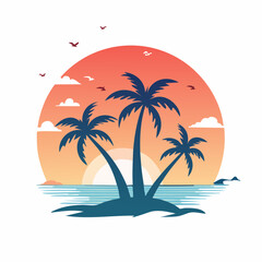 Vector logo and print design templates, summer palms, tropical hand drawn illustrations, tropical surfing concept, vacation and travel, palm trees and ...